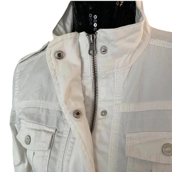 Kensie White Zip Up Utility Jacket Women’s Size Small - Picture 7 of 15